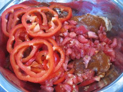 Raw ingredients for Chicken  Paprikash